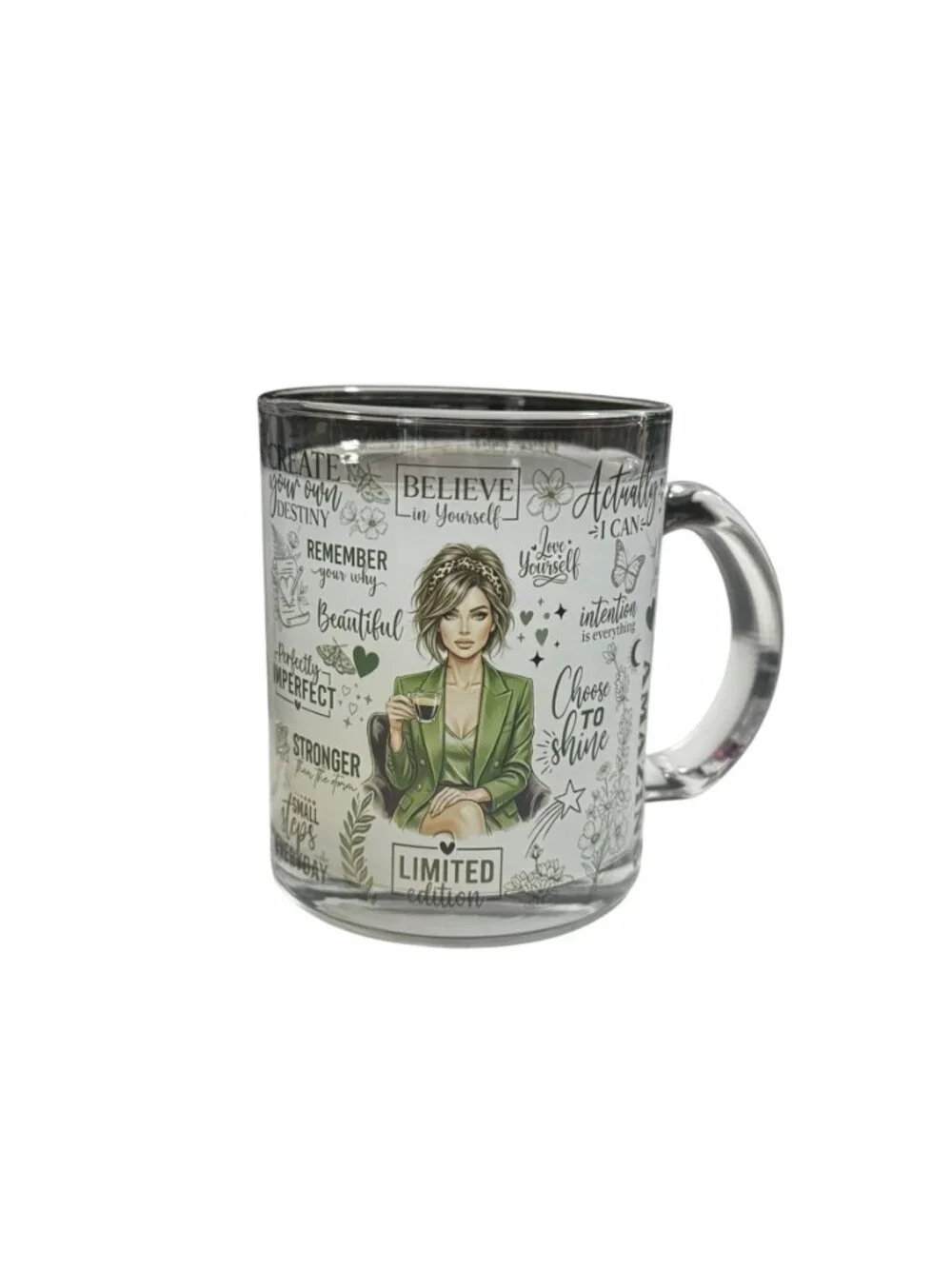 Inspirational Quotes Glass Coffee Mug for Women